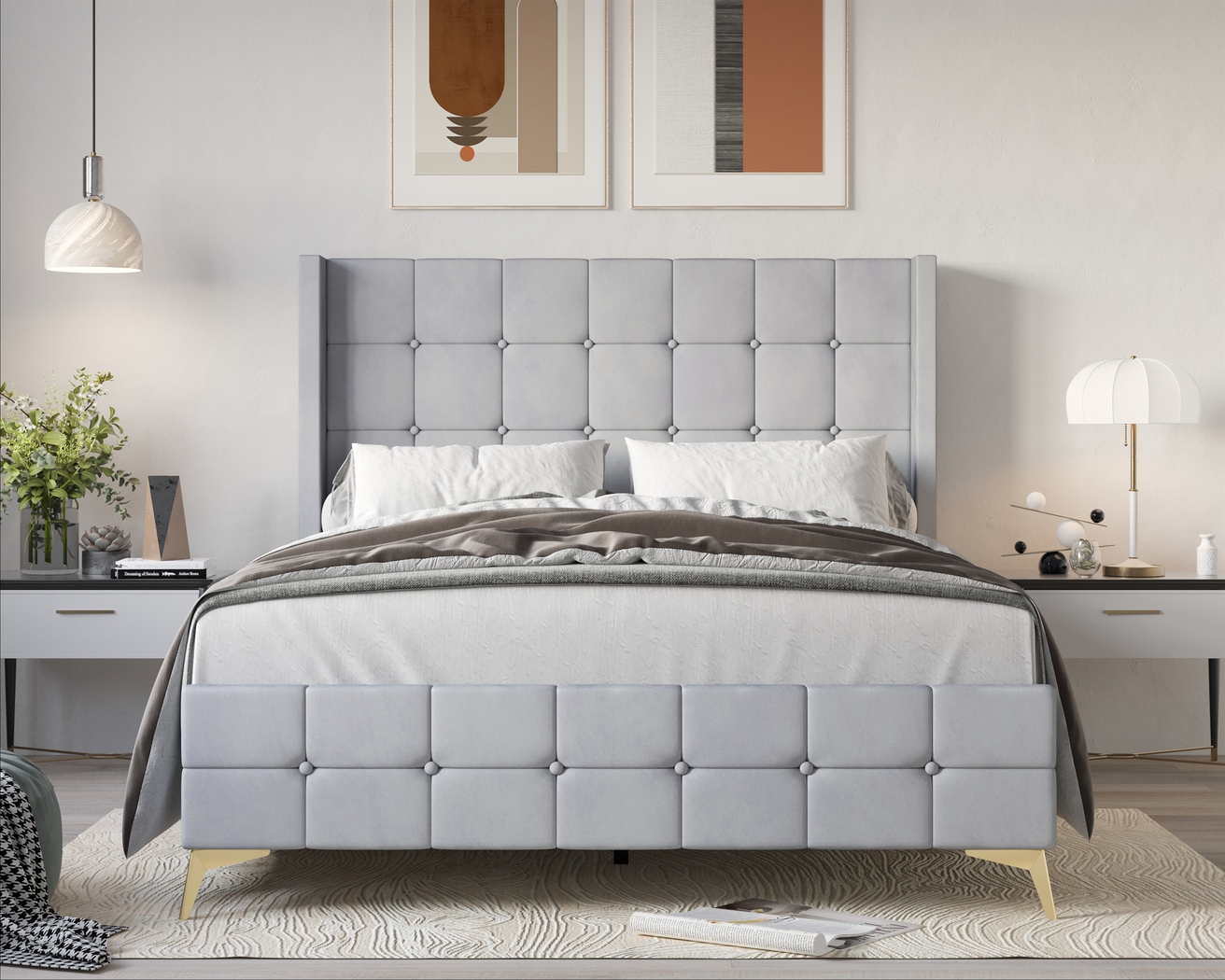 Allpeina Gray Twin Bed - Thumbnail - Image 4