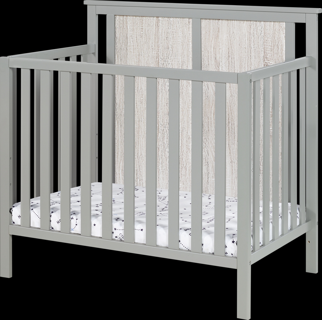 Kids Allsky Gray Crib with Mattress Pad - Thumbnail - Image 1