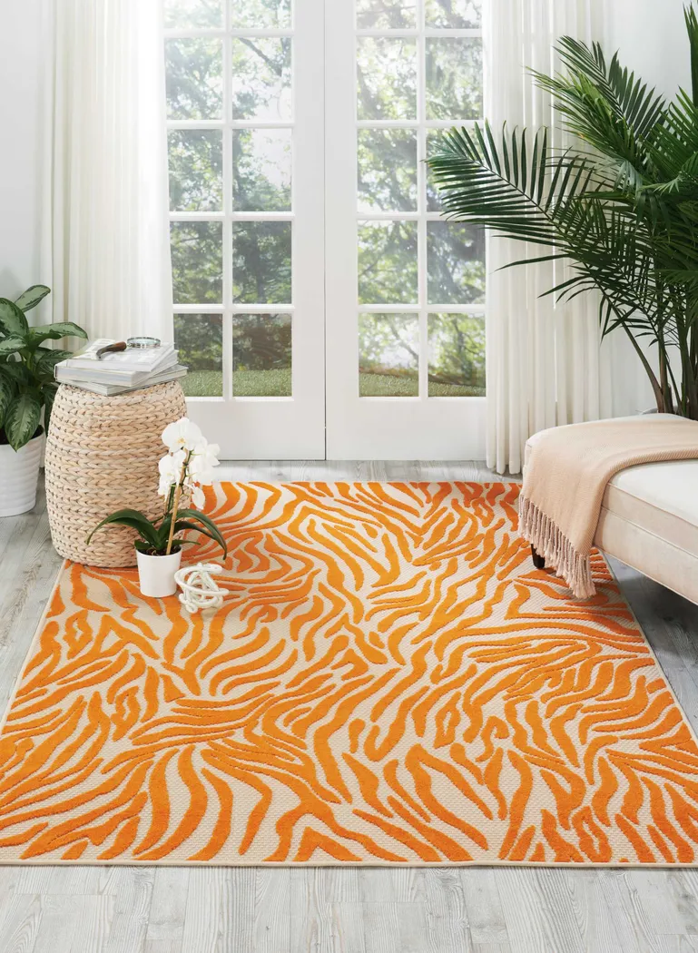 Almarie Orange 5'3 x 7'5 Indoor/Outdoor Rug - Thumbnail - Image 2