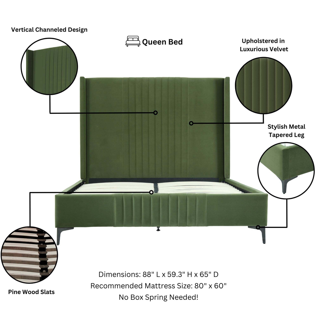 Almendra Green Queen Bed - Thumbnail - Image 5