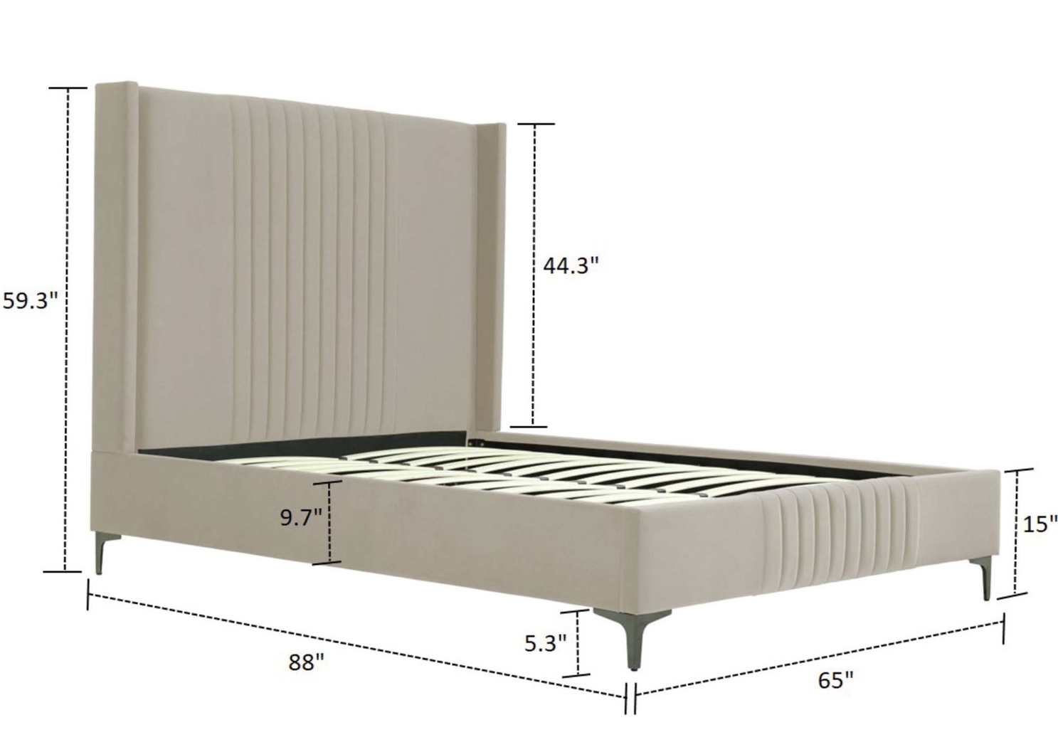 Almendra Taupe Queen Bed - Thumbnail - Image 4