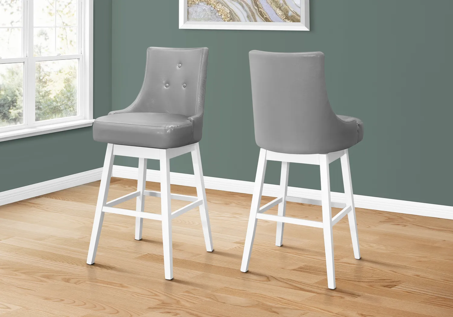 Almondwood Gray Swivel Barstool, Set of 2 - Thumbnail - Image 2