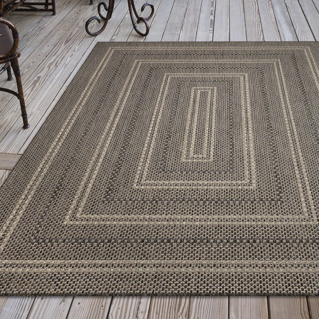 Almoris Black 7'10 x 9'10 Indoor/Outdoor Rug - Thumbnail - Image 2