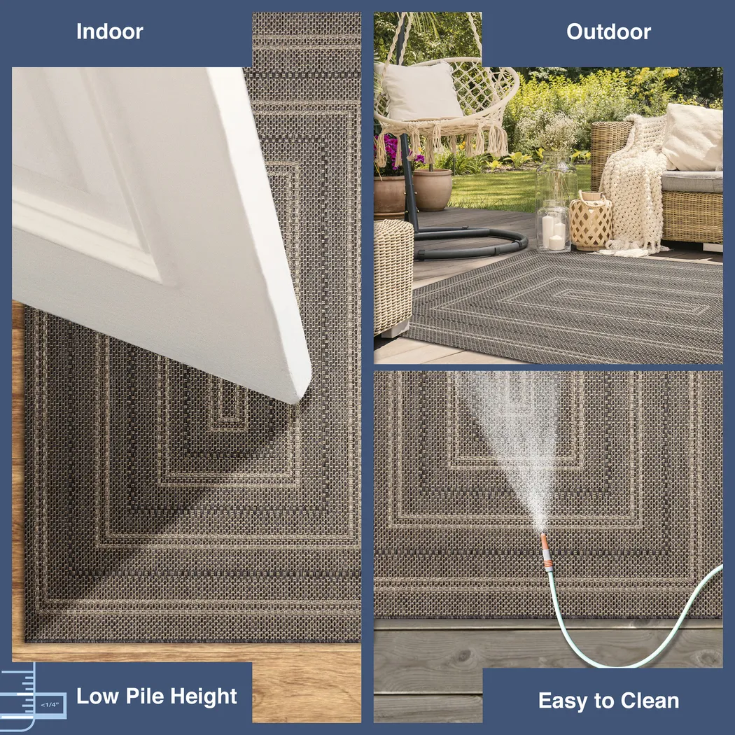 Almoris Black 7'10 x 9'10 Indoor/Outdoor Rug - Thumbnail - Image 4