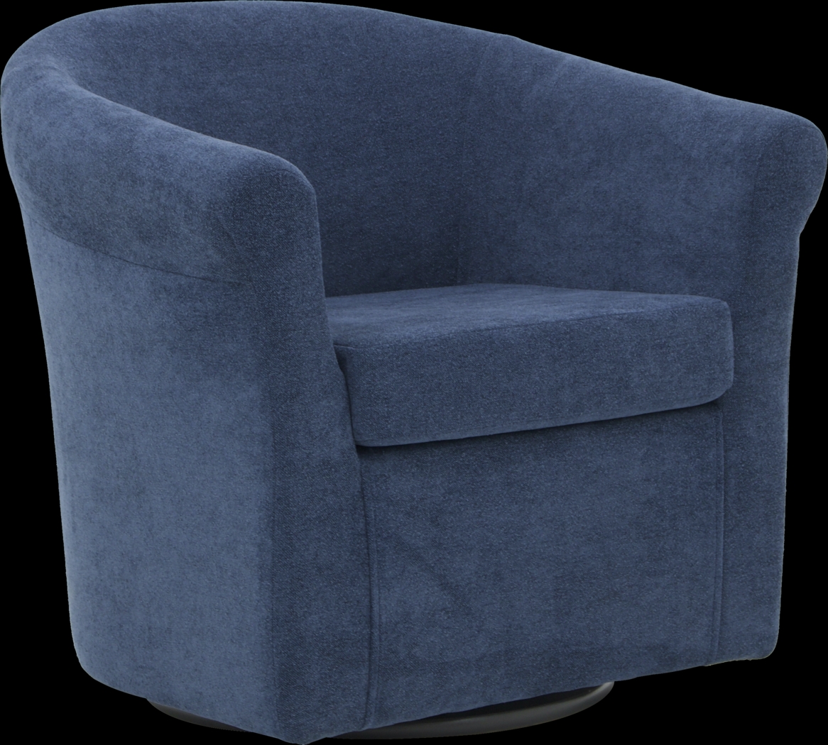 Alokaba Blue Swivel Accent Chair - Thumbnail - Image 1