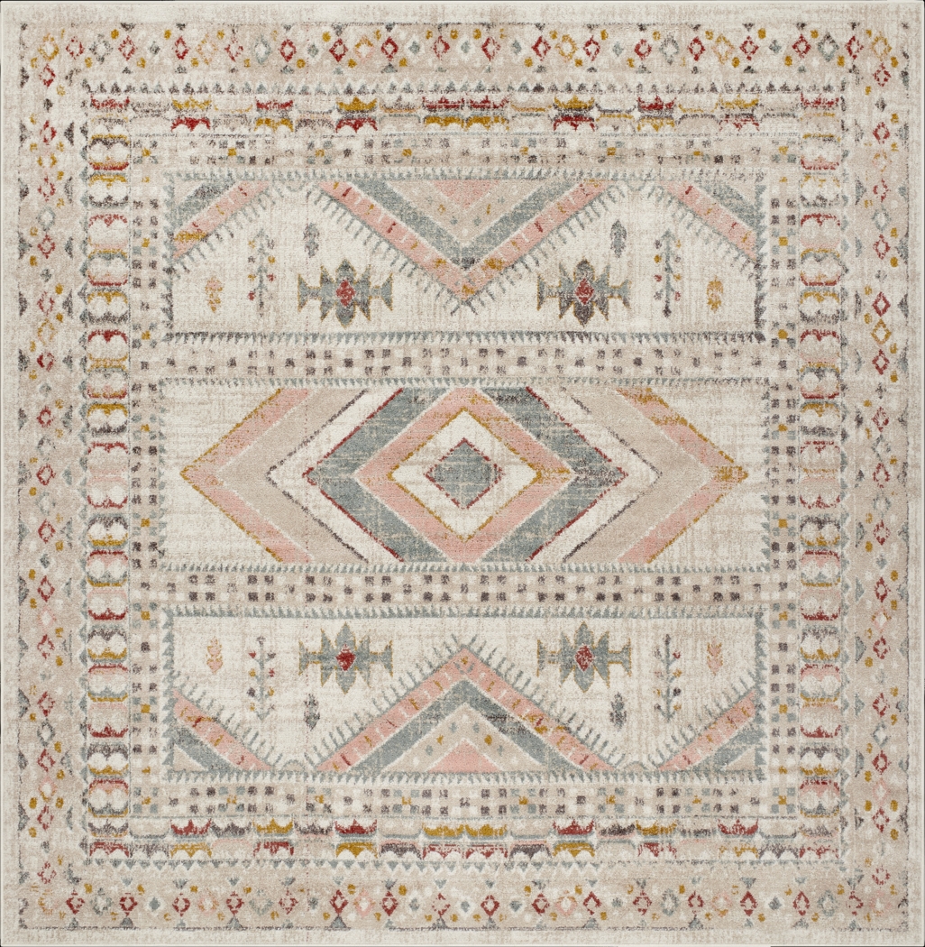 Aloria IV Beige 6'7 Square Rug - Thumbnail - Image 1