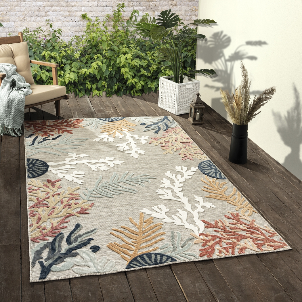Alotimo Beige/Multi 5' x 7' Indoor/Outdoor Rug - Thumbnail - Image 2