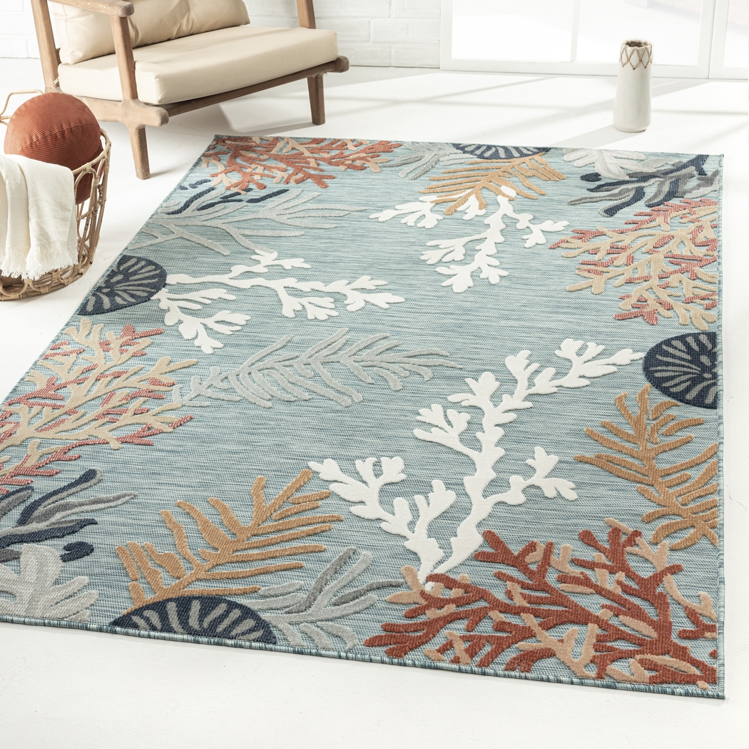 Alotimo Blue/Multi 5' x 7' Indoor/Outdoor Rug - Thumbnail - Image 3