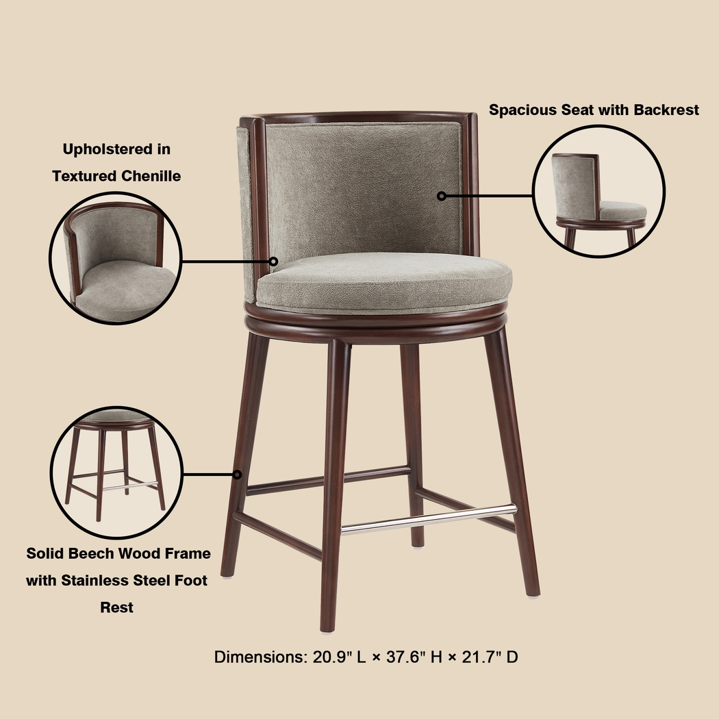 Alphadream I Dove Gray Counter Height Stool - Thumbnail - Image 5