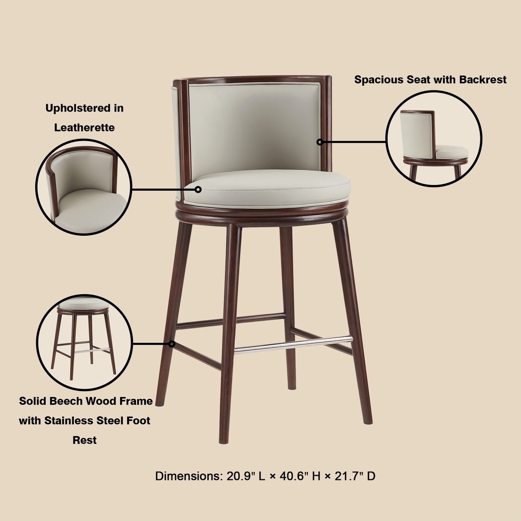 Alphadream II Stone Gray Barstool - Thumbnail - Image 6