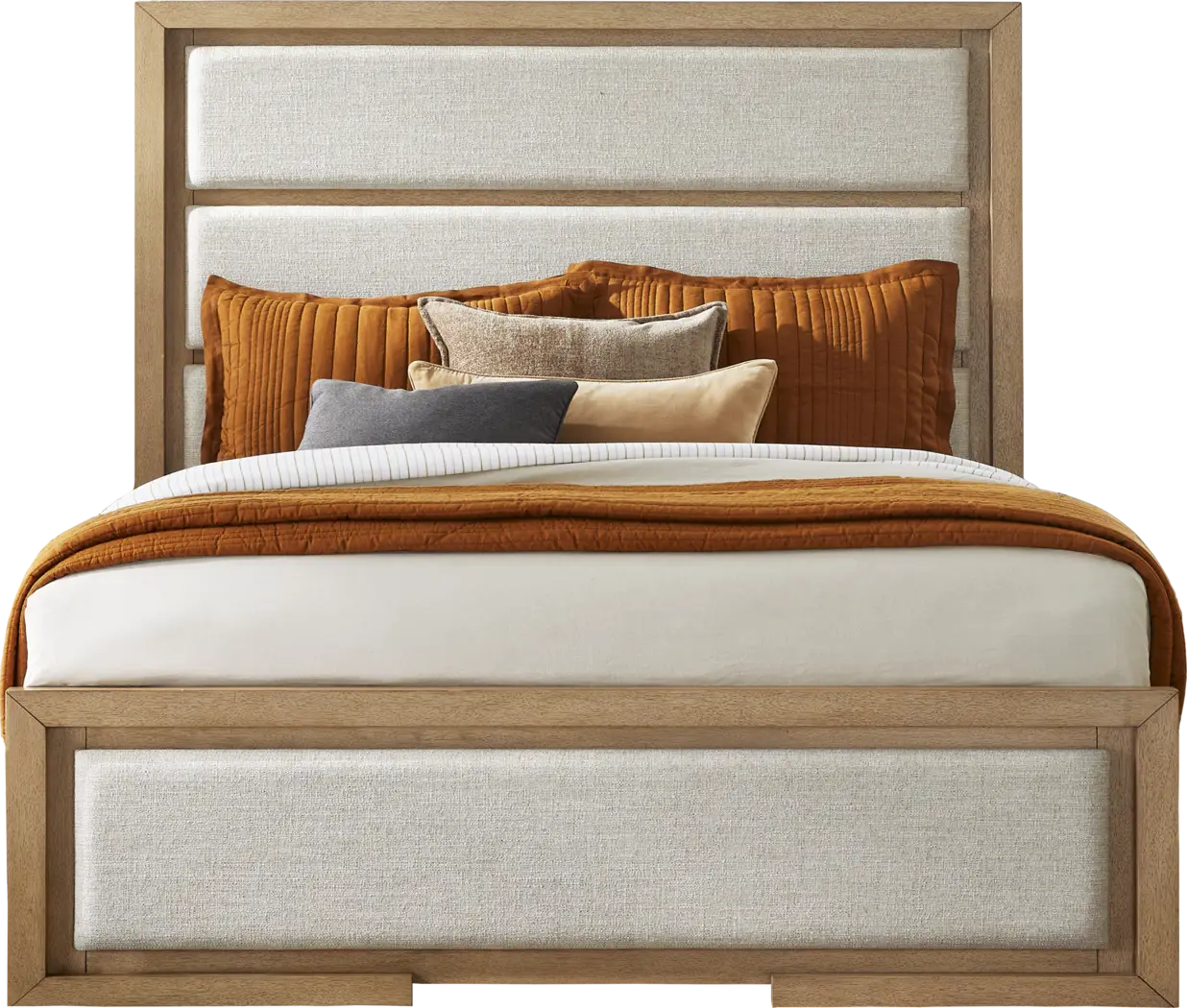 Alpine Lake Light Oak Finish 5 Pc King Upholstered Bedroom - Thumbnail - Image 2