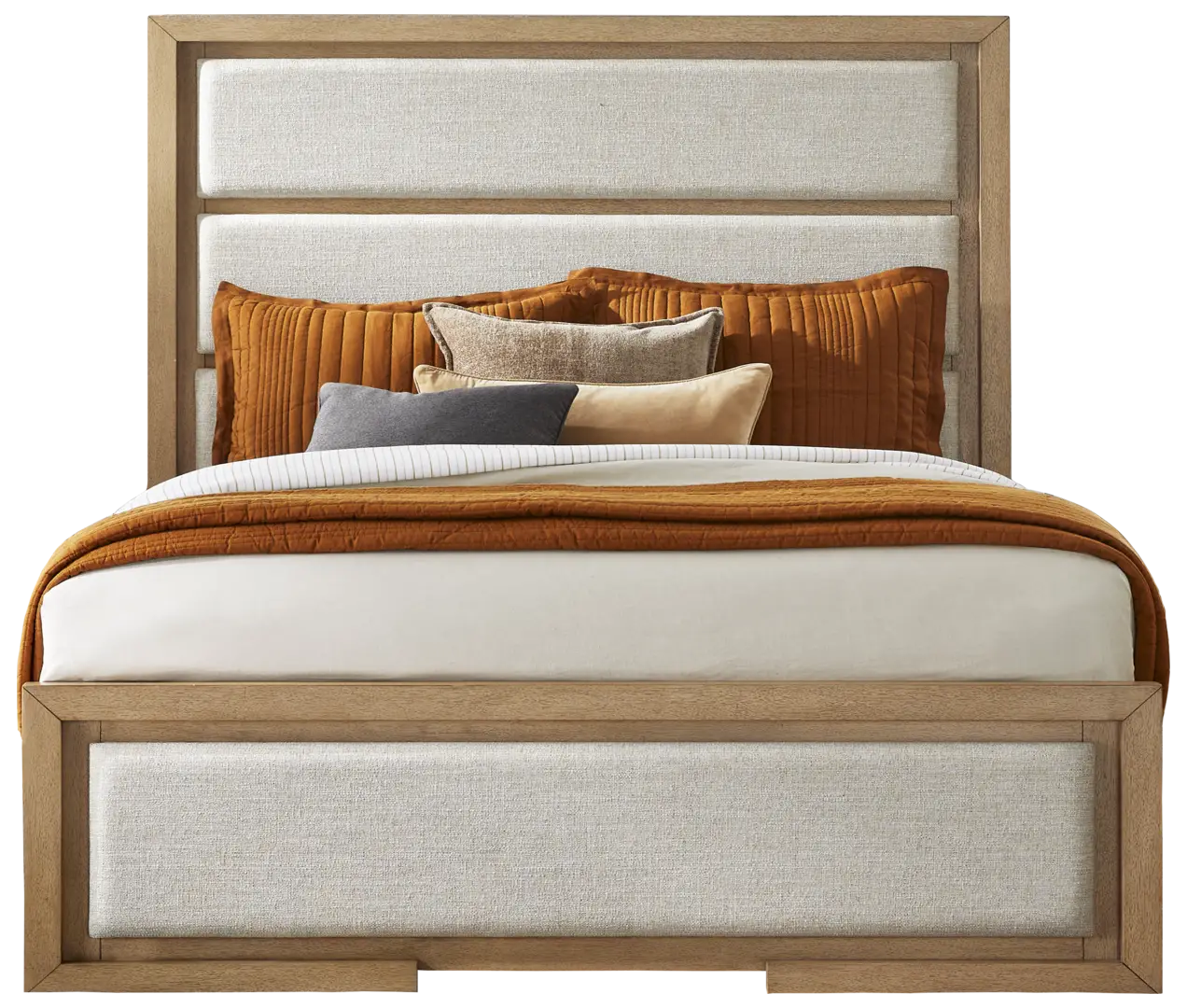 light oak 3 pc king upholstered bed