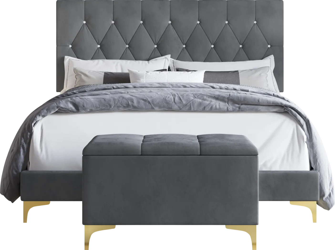 Alresford Gray King Bed with Bench - Thumbnail - Image 3