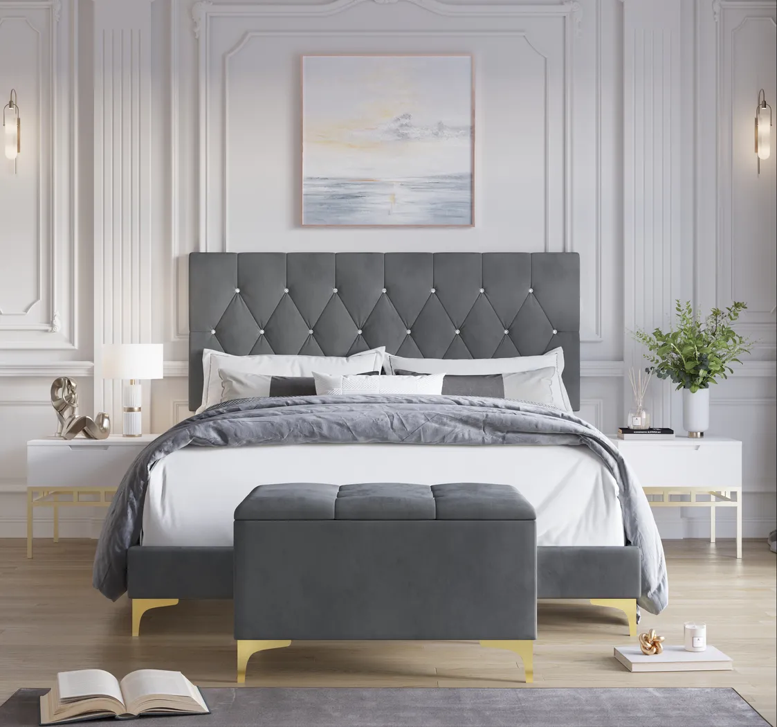 Alresford Gray King Bed with Bench - Thumbnail - Image 4