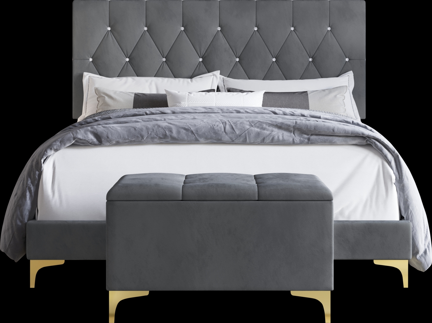 Alresford Gray Queen Bed with Bench - Thumbnail - Image 3