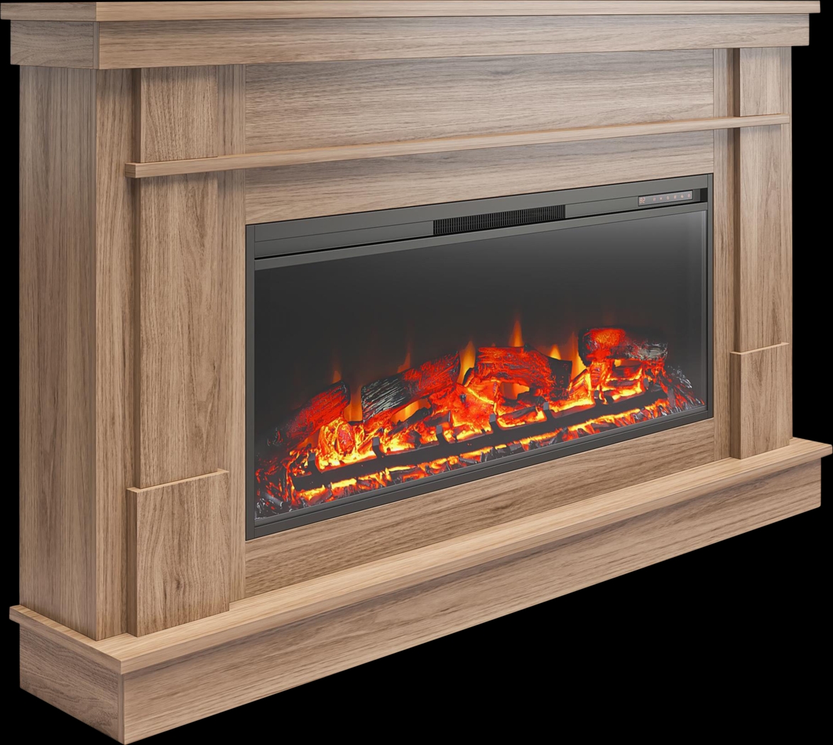 Altilde Walnut 64 in. Console with Electric Fireplace - Thumbnail - Image 1