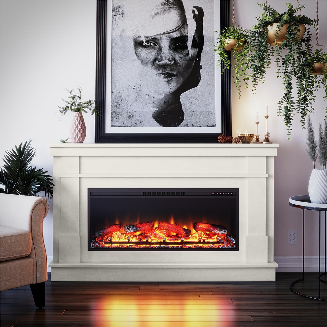 Altilde White 64 in. Console with Electric Fireplace - Thumbnail - Image 2
