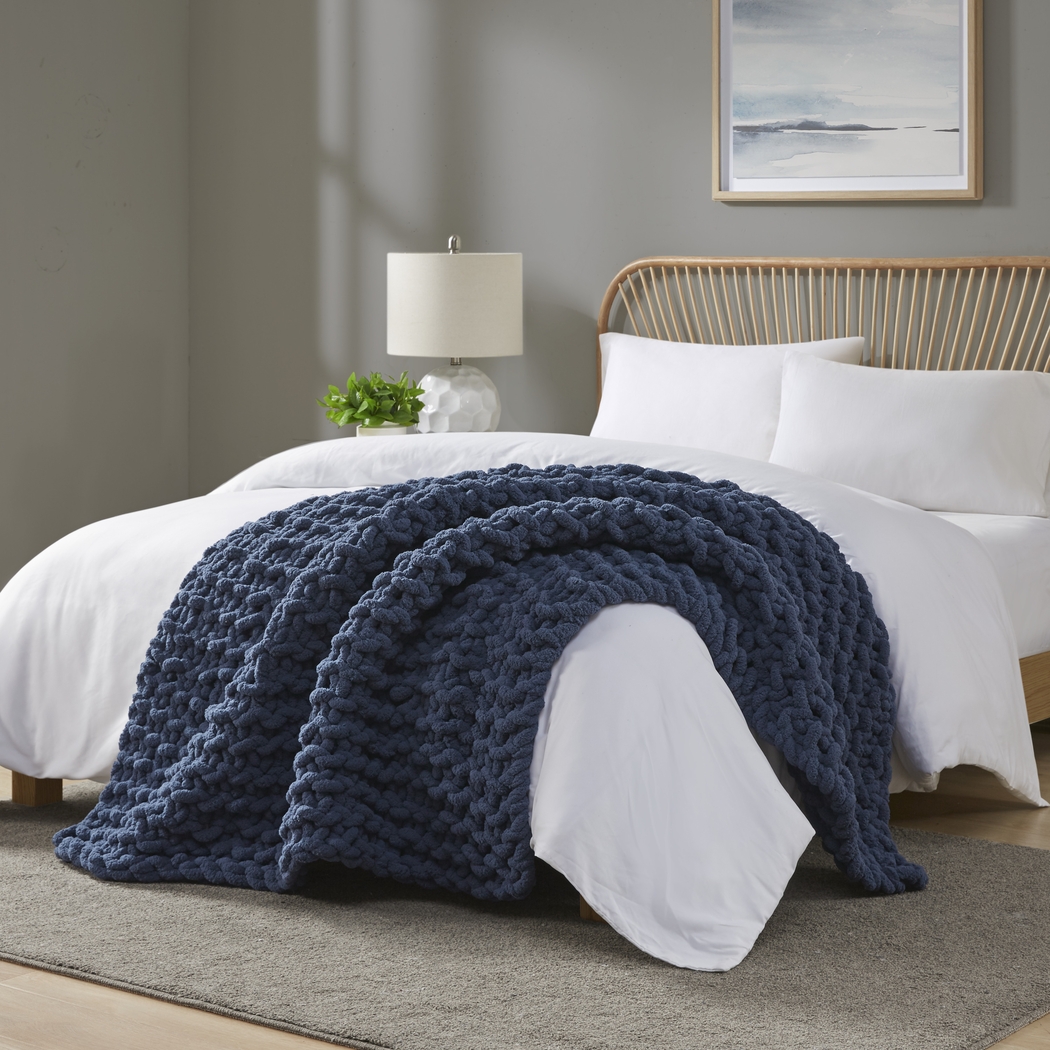 Altstatten Navy Throw Blanket - Thumbnail - Image 2
