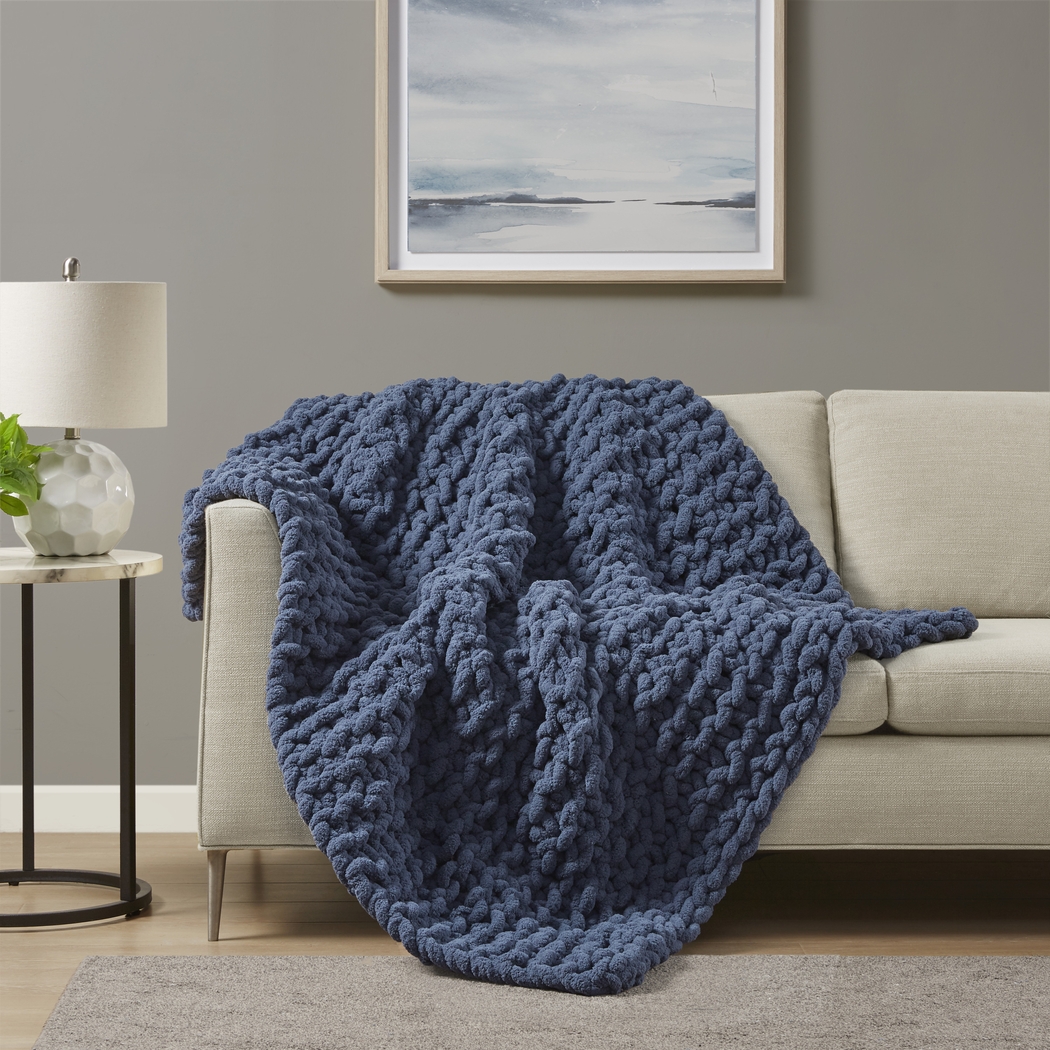 Altstatten Navy Throw Blanket - Thumbnail - Image 1