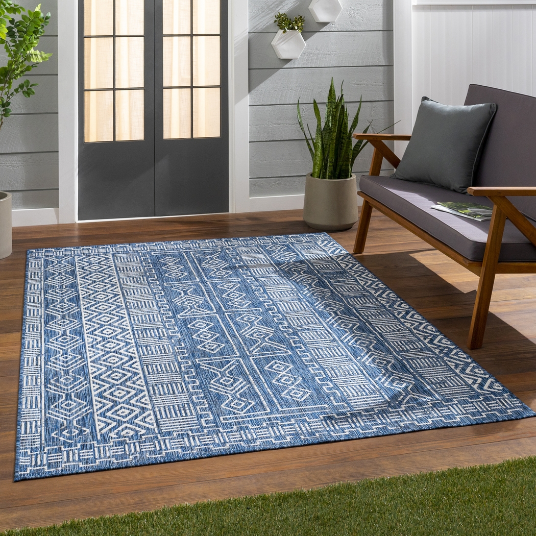 Alturas Blue 6'7 x 9' Indoor/Outdoor Rug - Thumbnail - Image 2