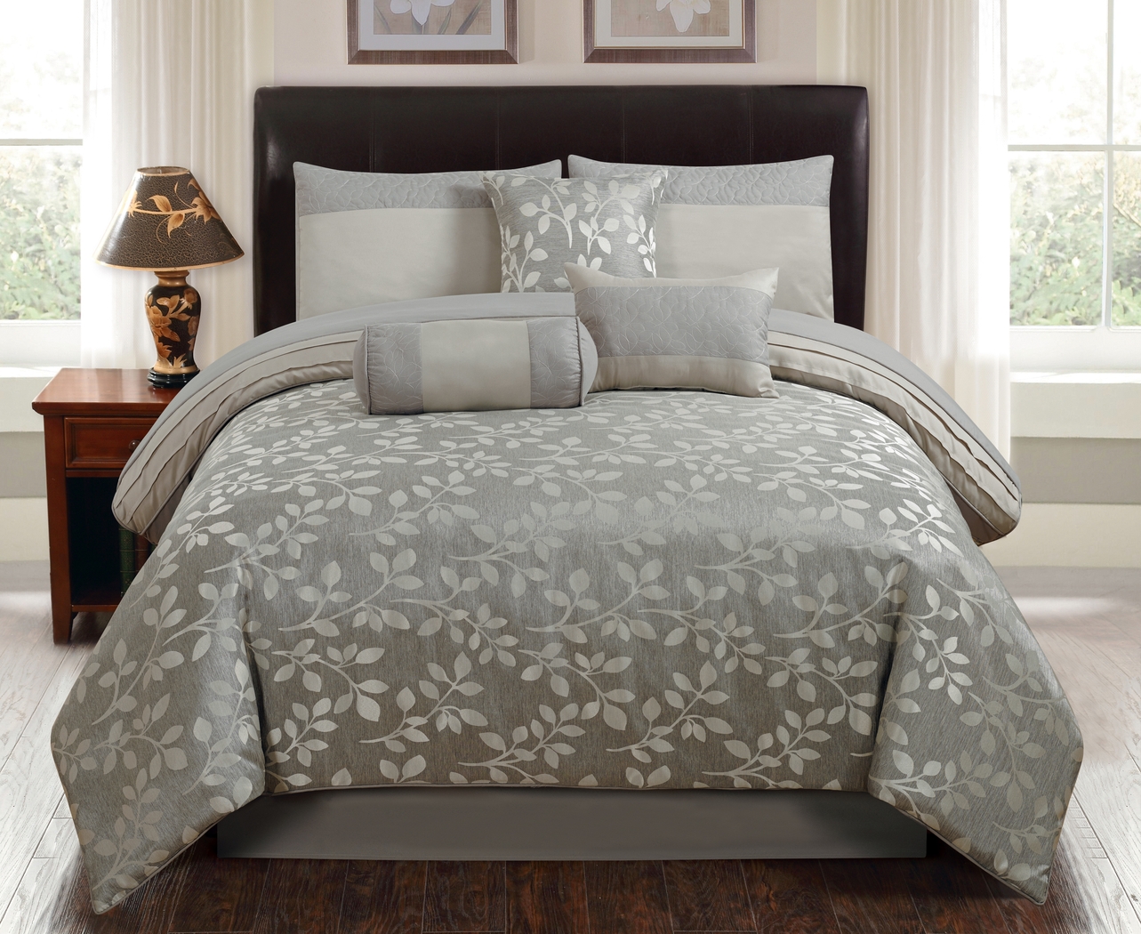 Alucia Silver 7 Pc Queen Comforter Set - Thumbnail - Image 1
