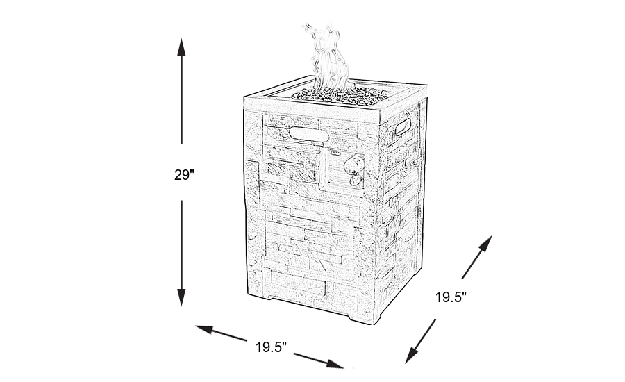 Dimension Image. Please refer to the Dimension Tab on this page for dimension details.