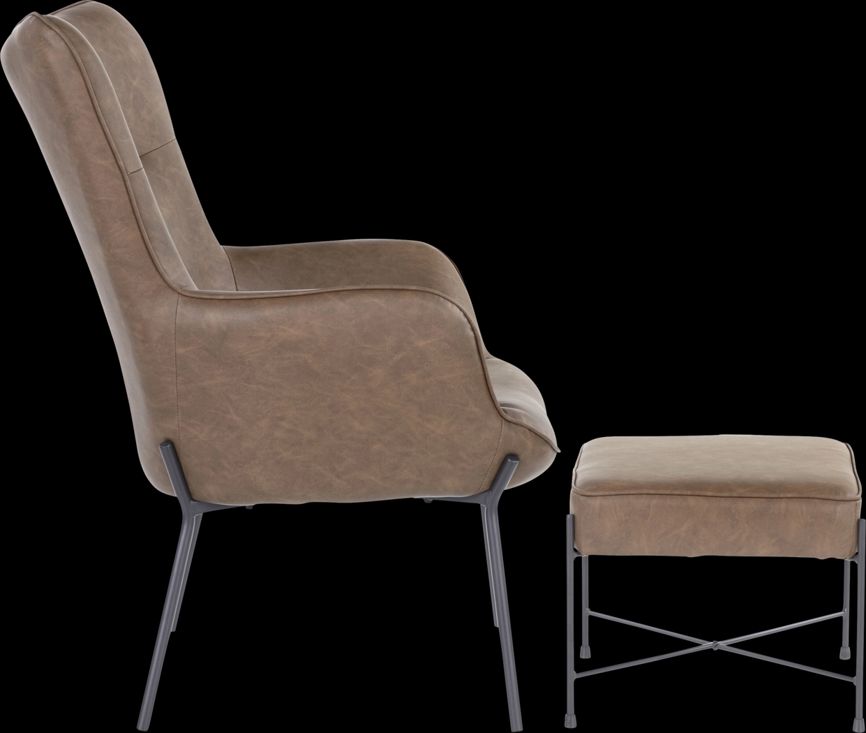 Amacker Brown Accent Chair and Ottoman - Thumbnail - Image 2