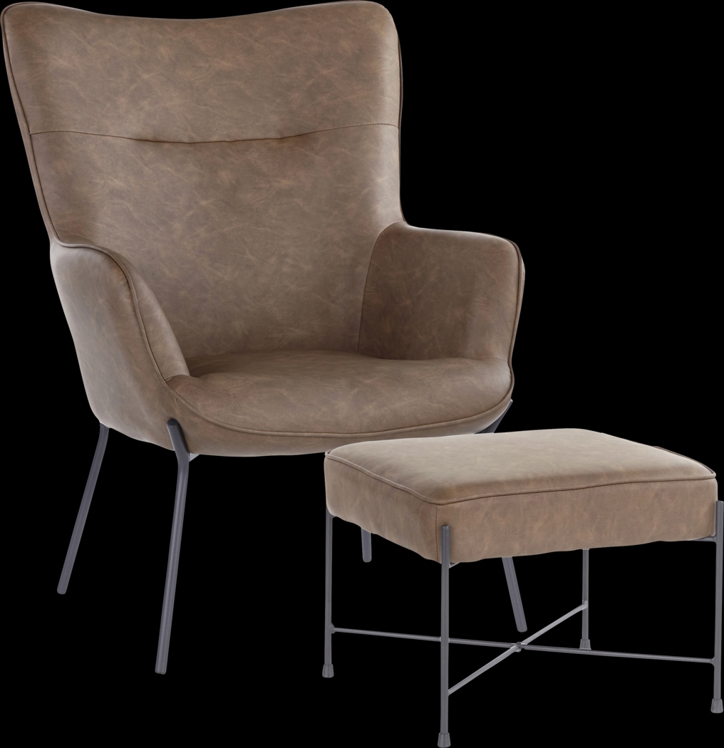 Amacker Brown Accent Chair and Ottoman - Thumbnail - Image 1