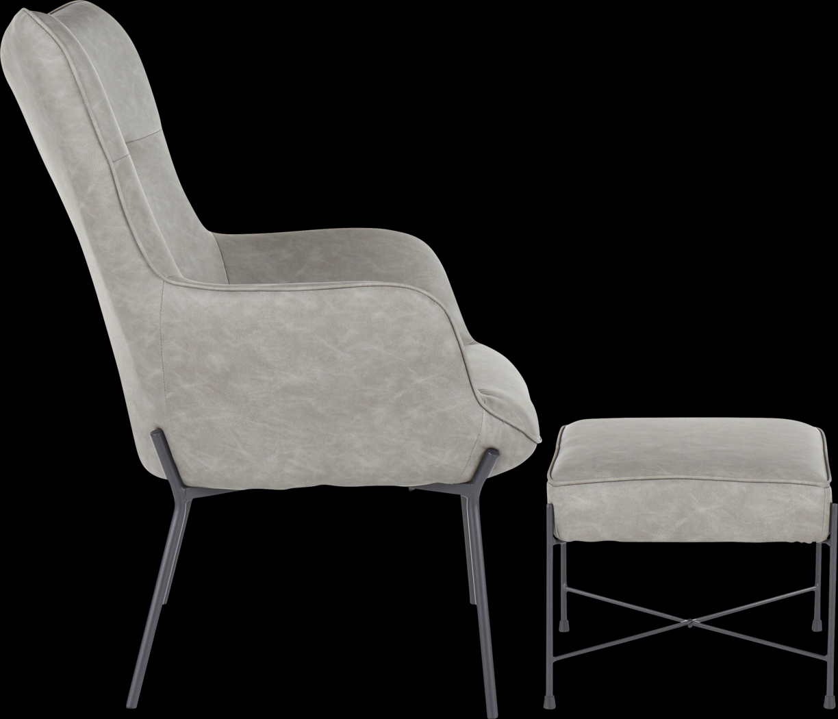 Amacker Gray Accent Chair and Ottoman - Thumbnail - Image 2