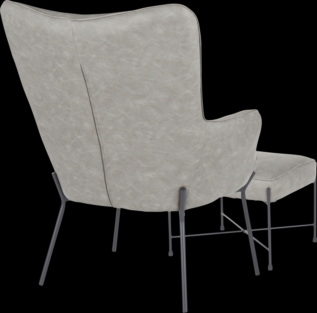 Amacker Gray Accent Chair and Ottoman - Thumbnail - Image 3