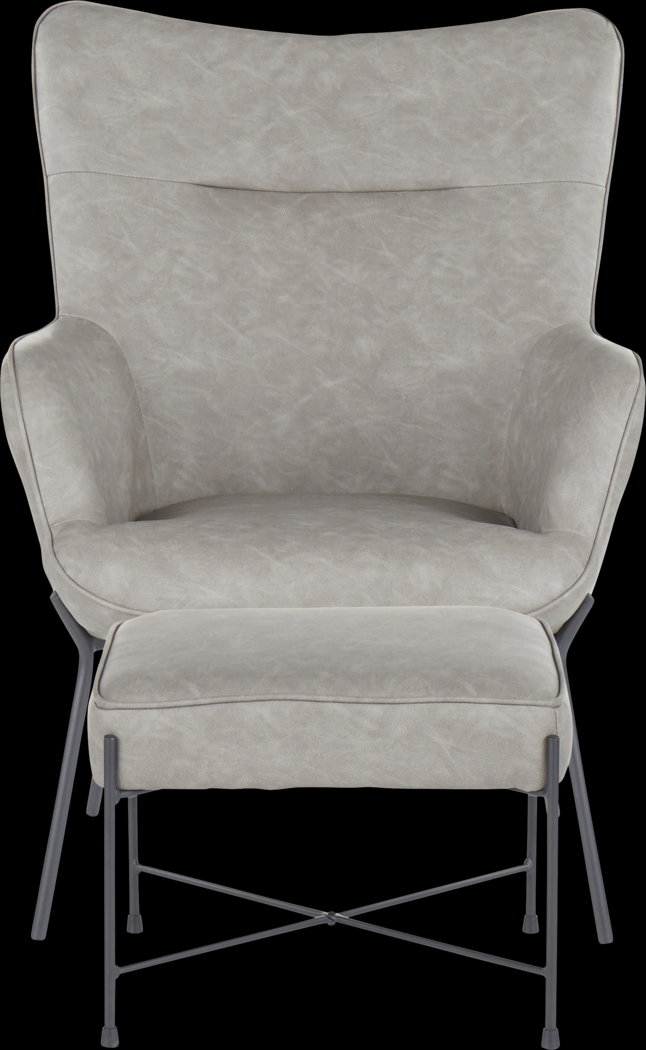 Amacker Gray Accent Chair and Ottoman - Thumbnail - Image 5
