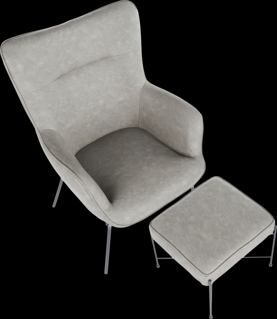 Amacker Gray Accent Chair and Ottoman - Thumbnail - Image 6