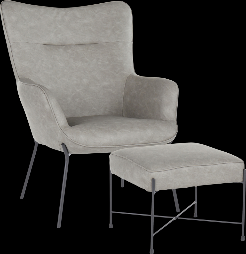 Amacker Gray Accent Chair and Ottoman - Thumbnail - Image 1