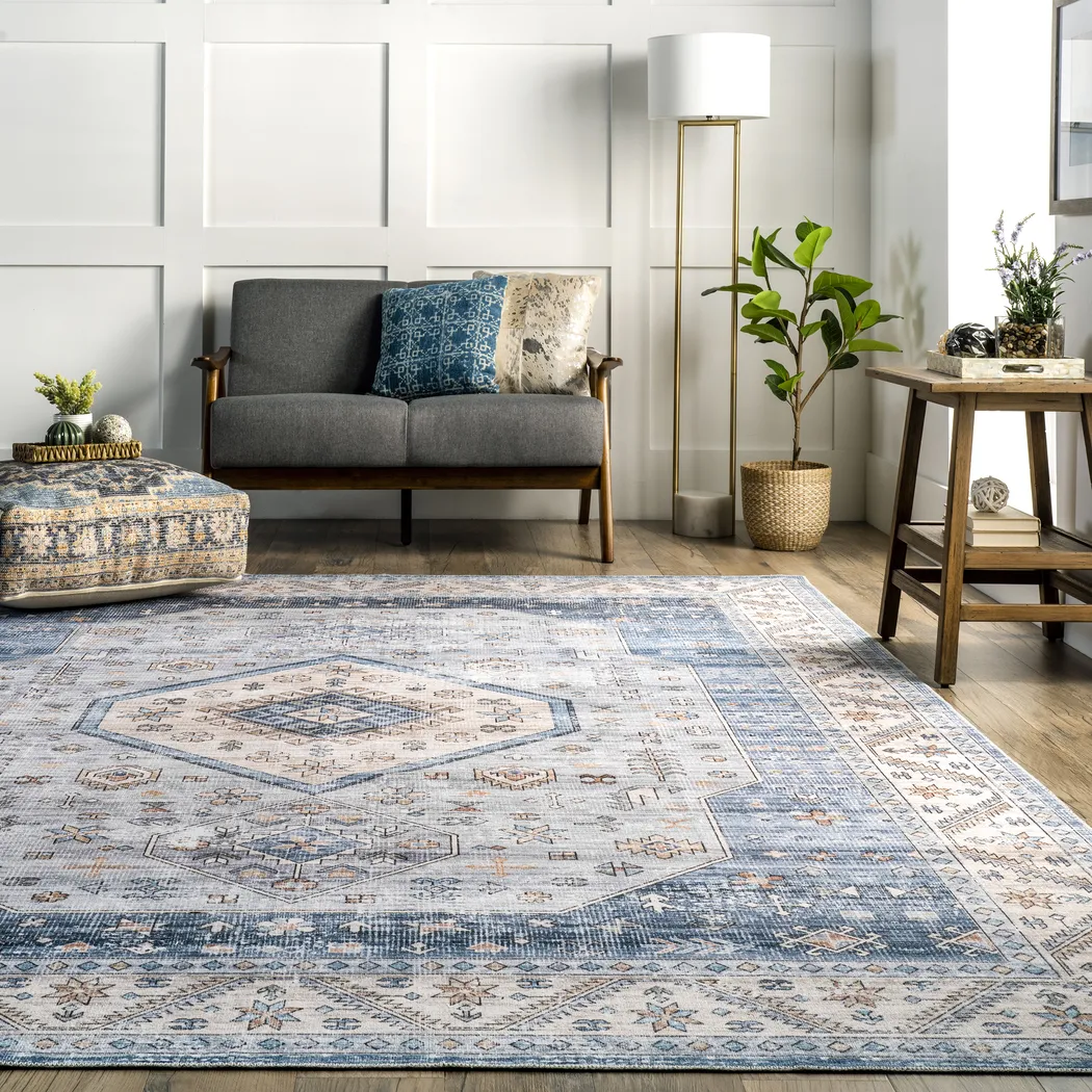 Amade Blue 2'6 x 8' Runner Rug - Thumbnail - Image 9