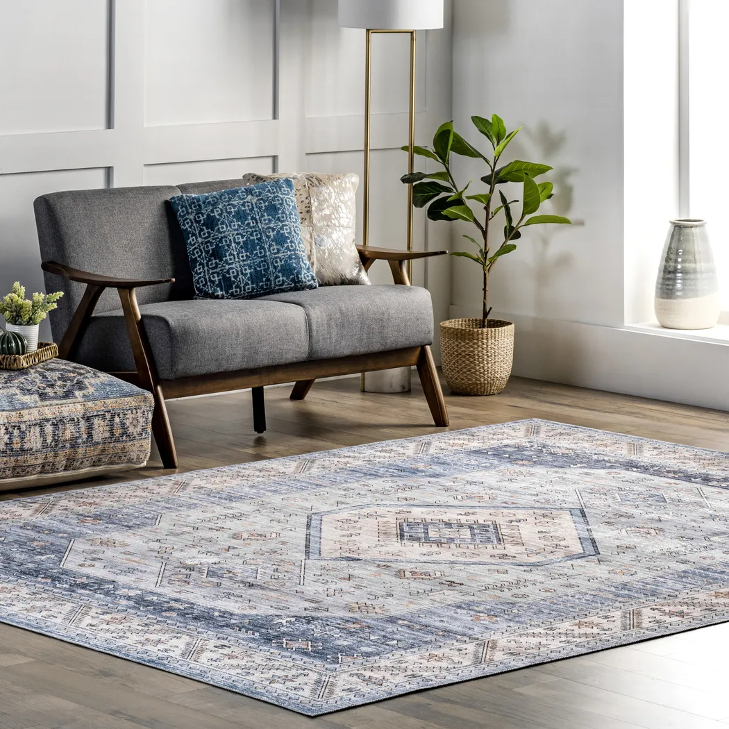 Amade Blue 4' x 6' Rug - Thumbnail - Image 2
