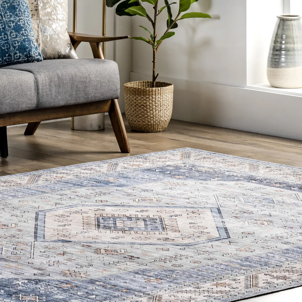 Amade Blue 4' x 6' Rug - Thumbnail - Image 9