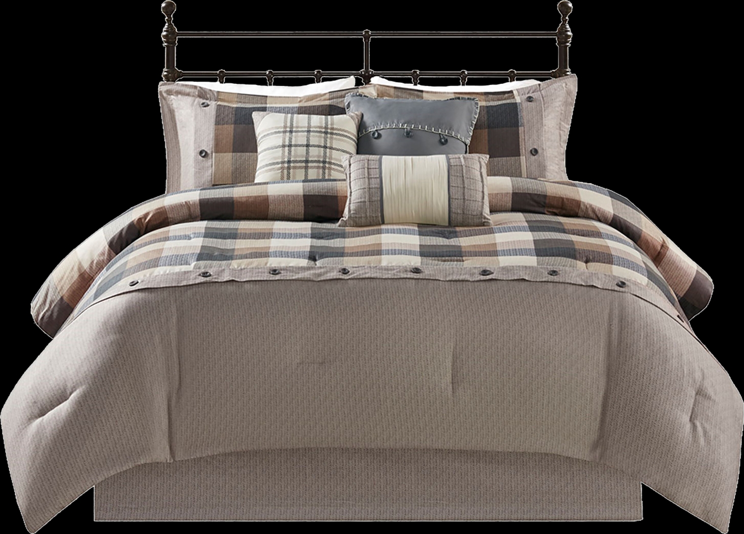 Amaeri Beige 7 pc Queen Comforter Set - Thumbnail - Image 1