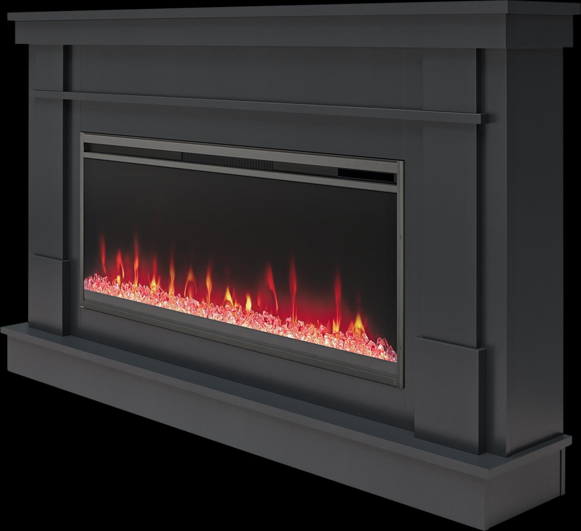 Amalarie Black 64 in. Console with Electric Fireplace - Thumbnail - Image 3