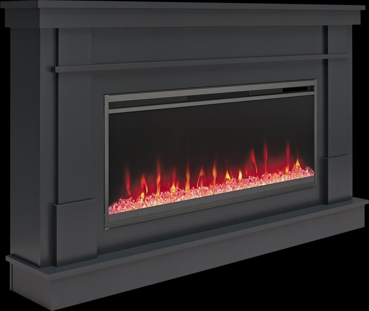 Amalarie Black 64 in. Console with Electric Fireplace - Thumbnail - Image 1