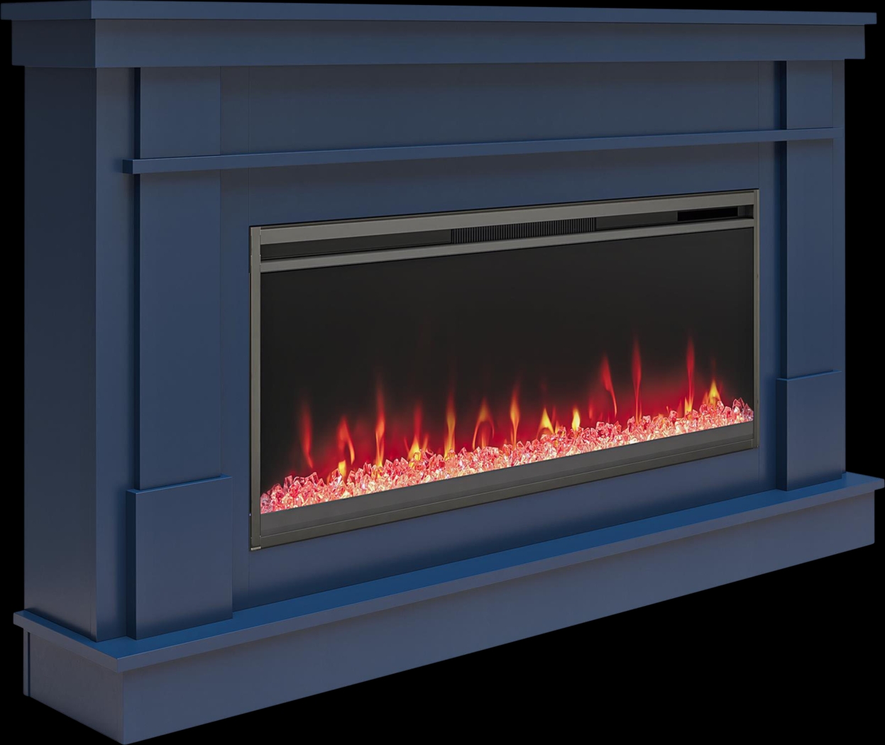 Amalarie Navy 64 in. Console with Electric Fireplace - Thumbnail - Image 1