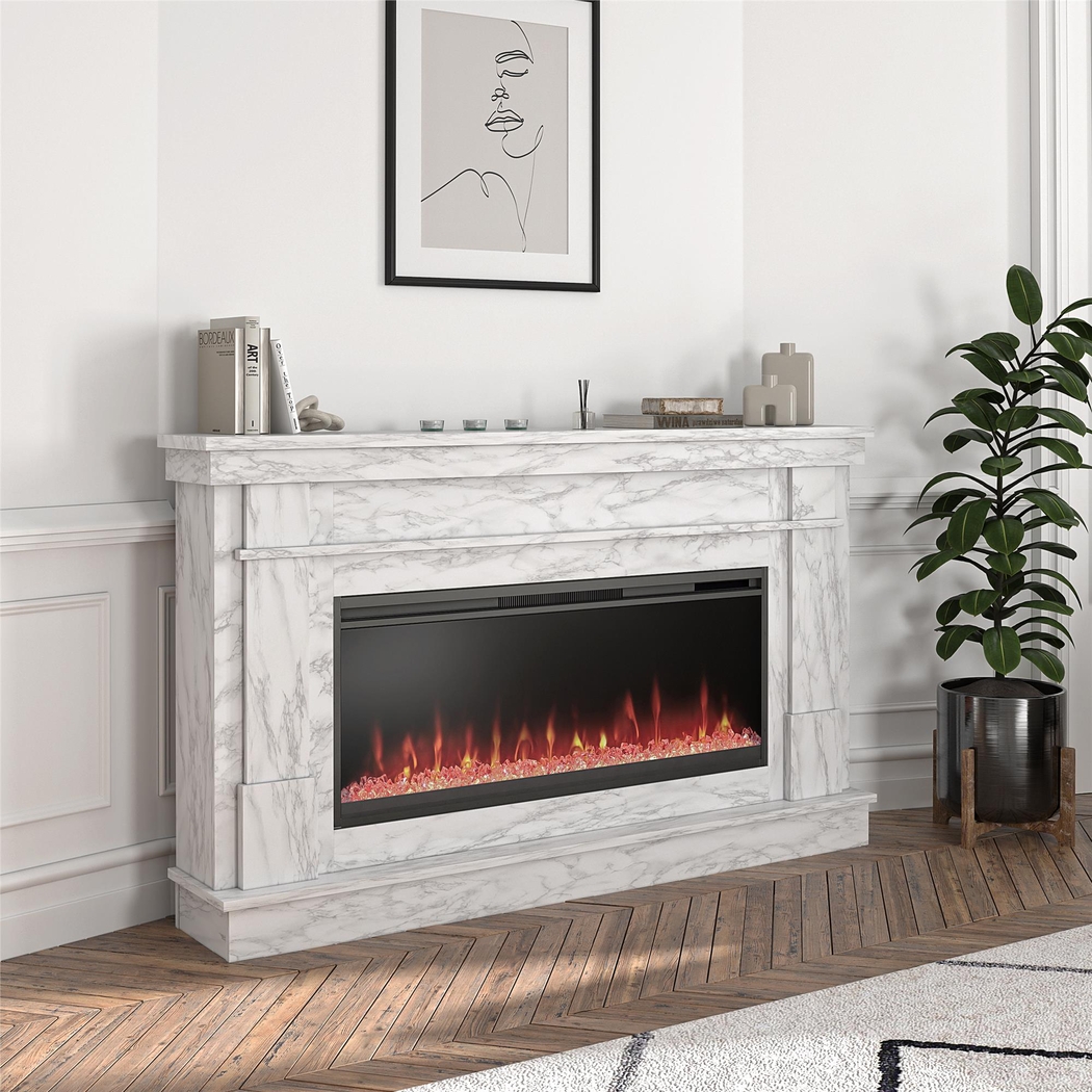 Amalarie White 64 in. Console with Electric Fireplace - Thumbnail - Image 2