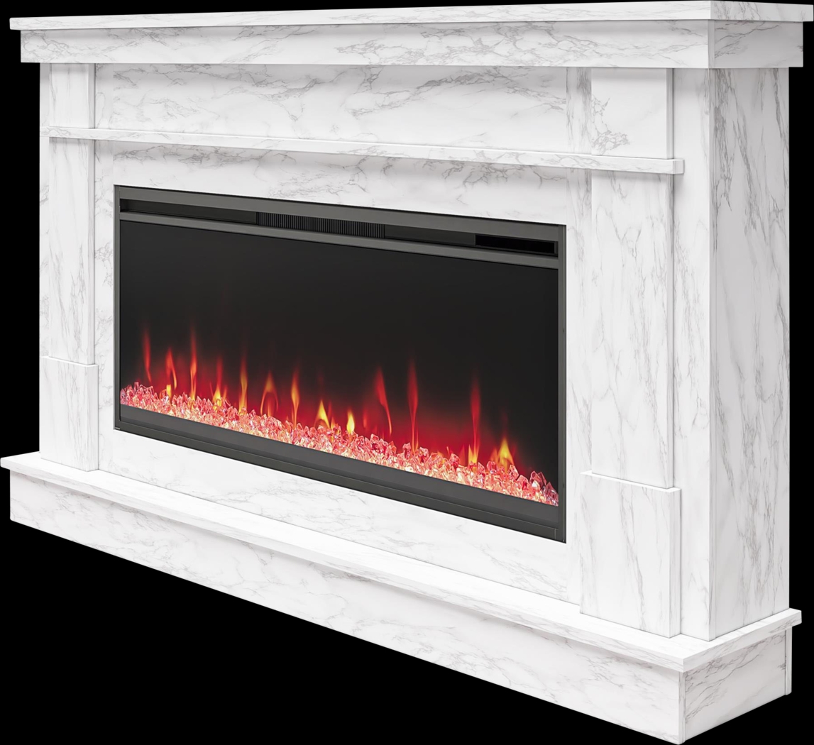 Amalarie White 64 in. Console with Electric Fireplace - Thumbnail - Image 3