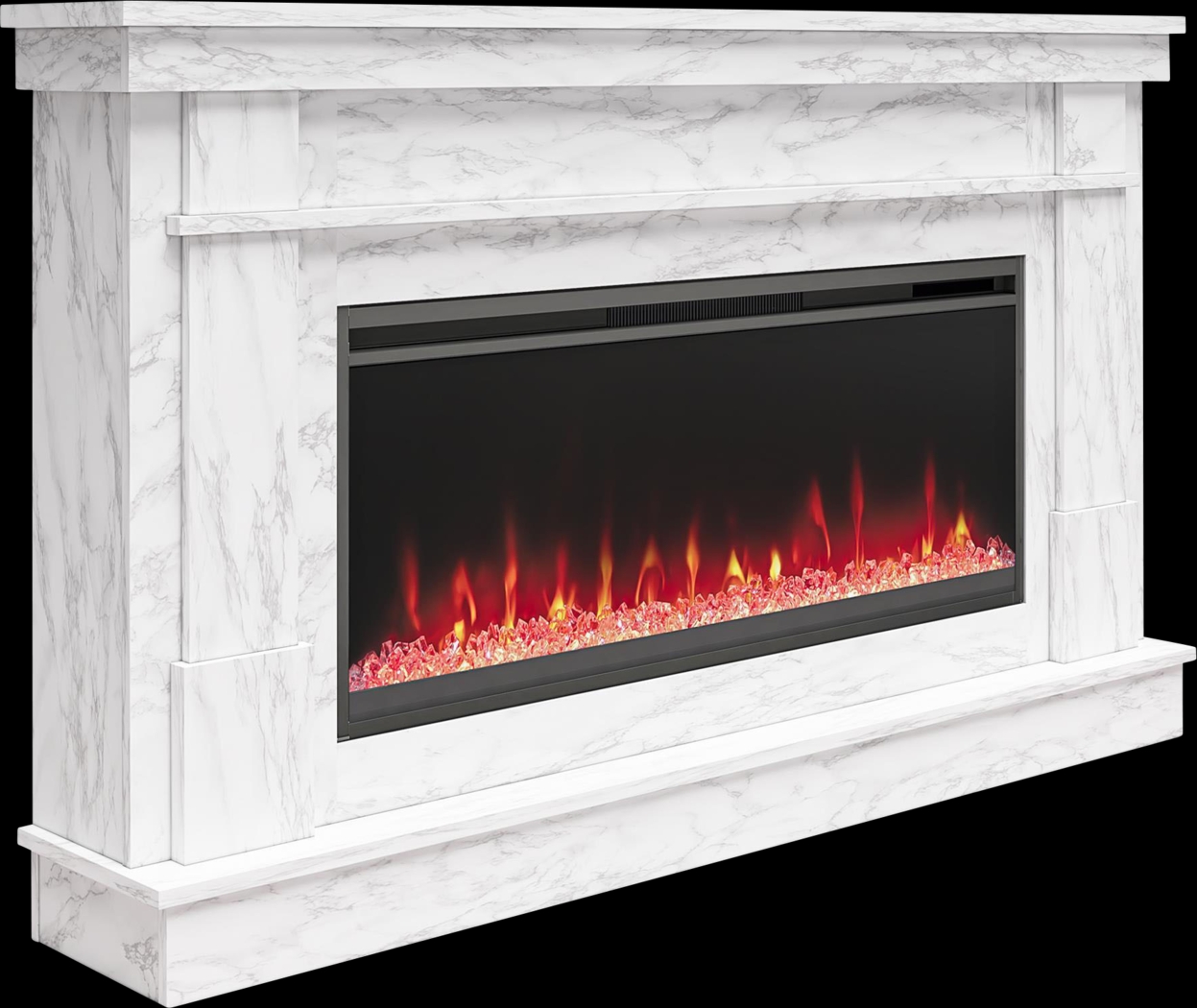 Amalarie White 64 in. Console with Electric Fireplace - Thumbnail - Image 1