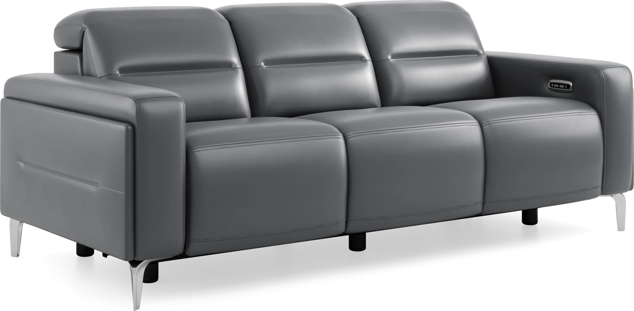 Amalfi Blue Leather 2 Pc Dual Power Reclining Living Room - Thumbnail - Image 4