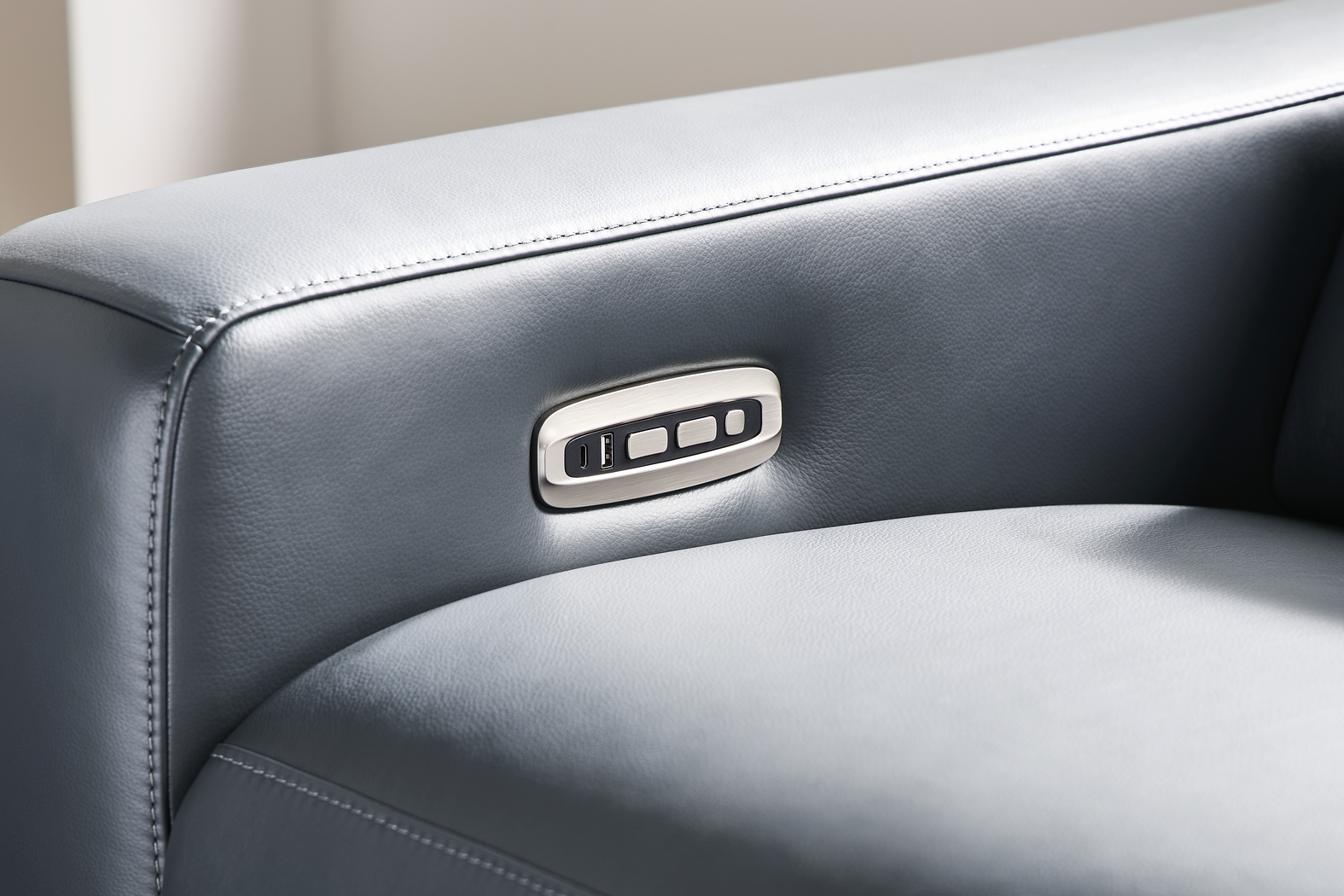 Amalfi Blue Leather 8 Pc Dual Power Reclining Living Room - Thumbnail - Image 5