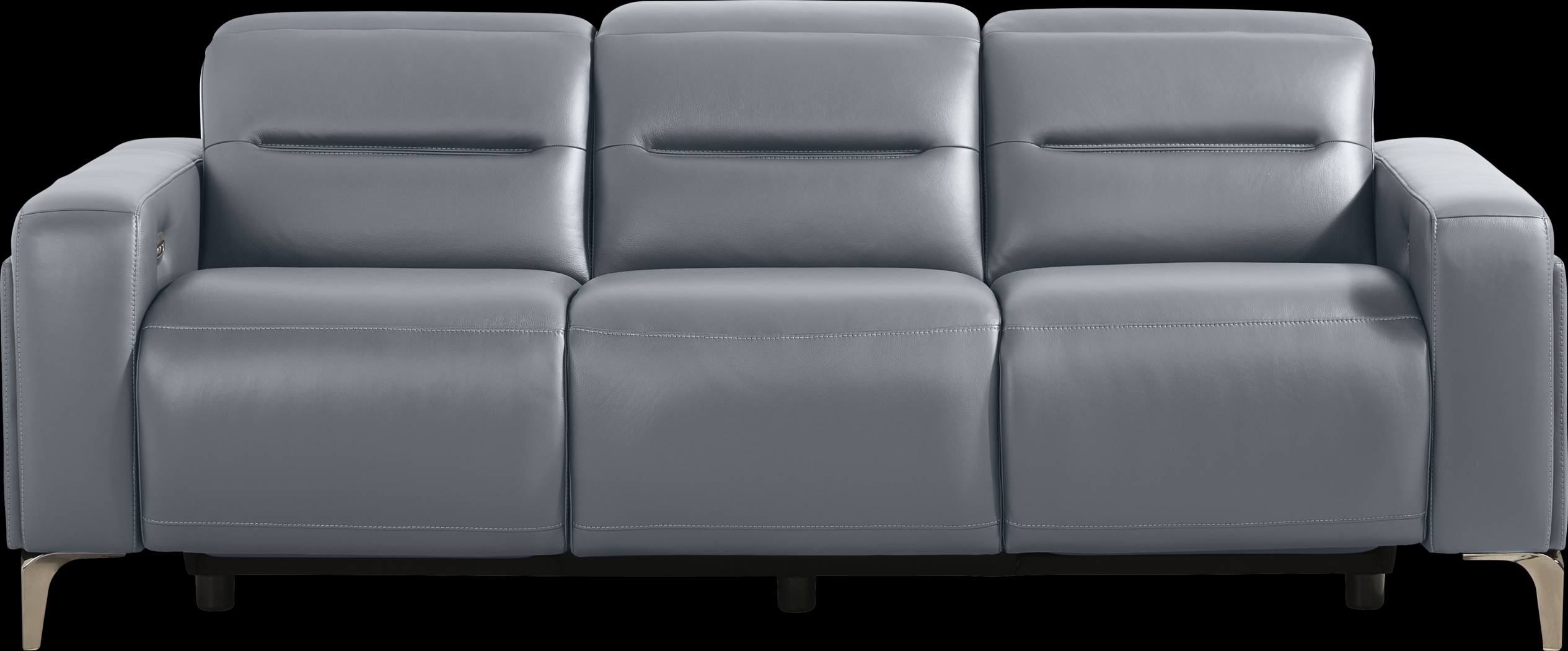 Amalfi Blue Leather 8 Pc Dual Power Reclining Living Room - Thumbnail - Image 2