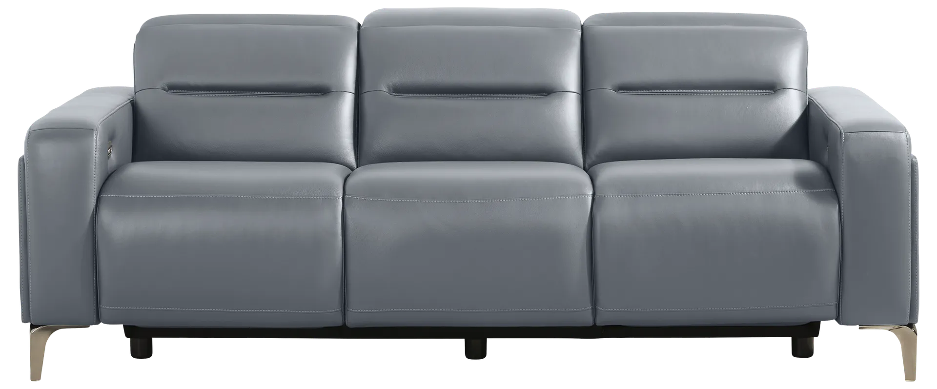 blue dual power reclining sofa