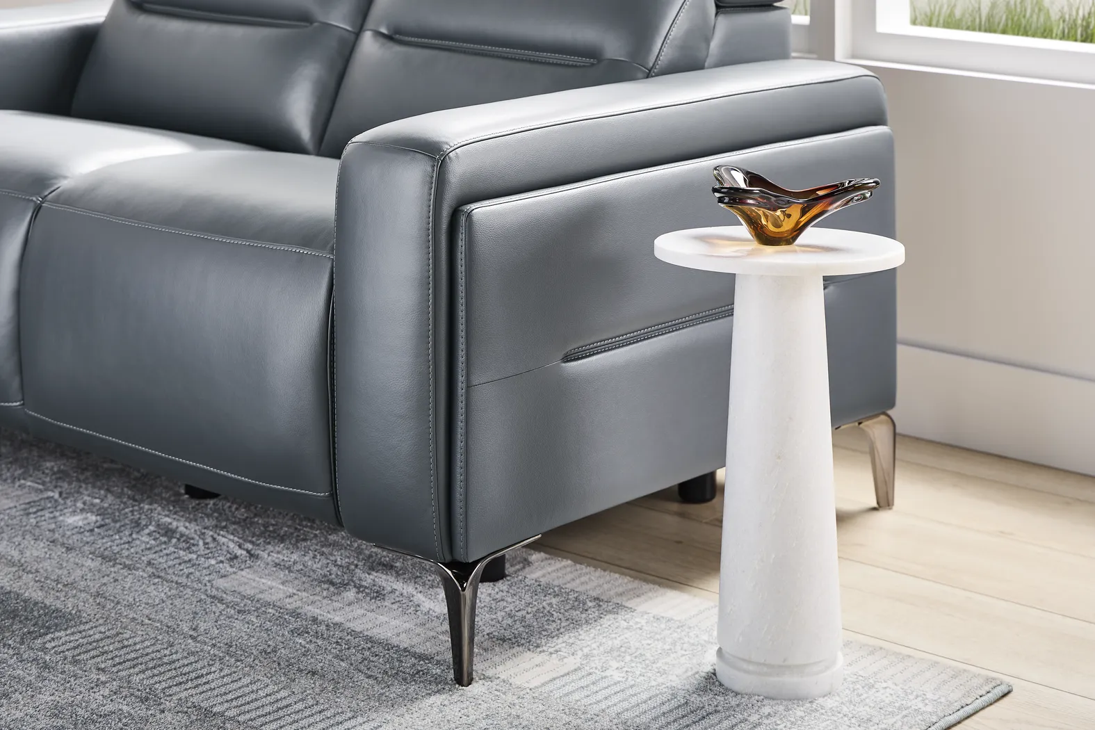 Amalfi Blue Leather 6 Pc Dual Power Reclining Living Room - Thumbnail - Image 12