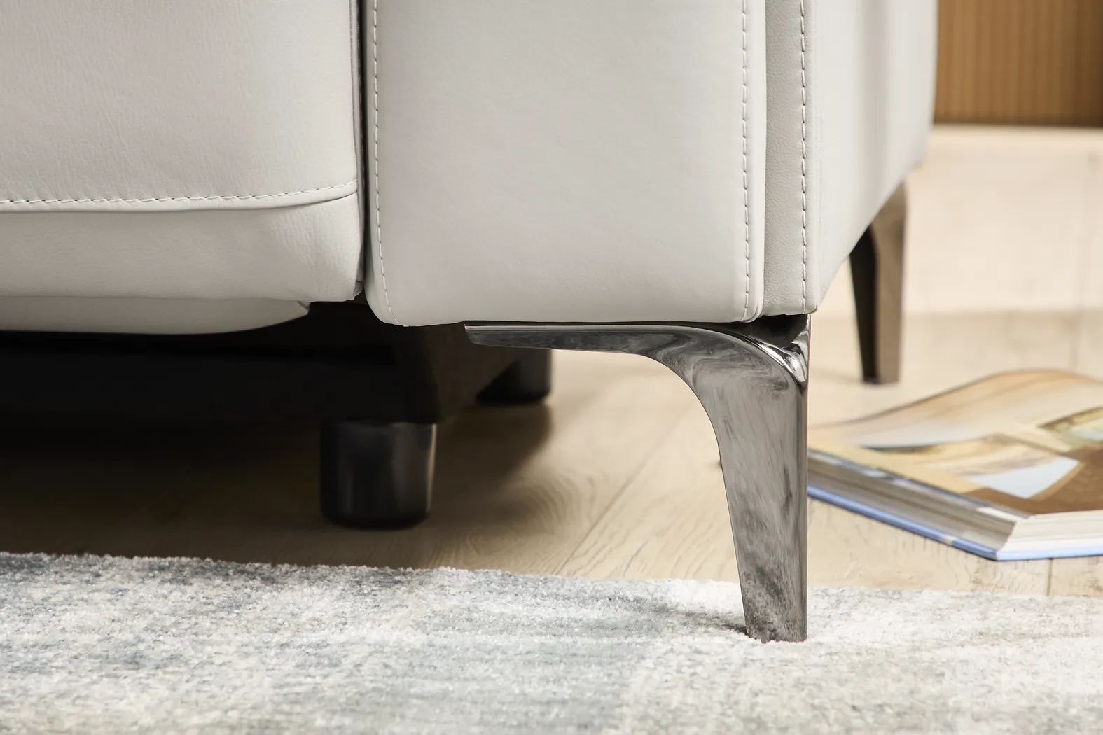 Amalfi Gray Leather Dual Power Reclining Loveseat - Image 9