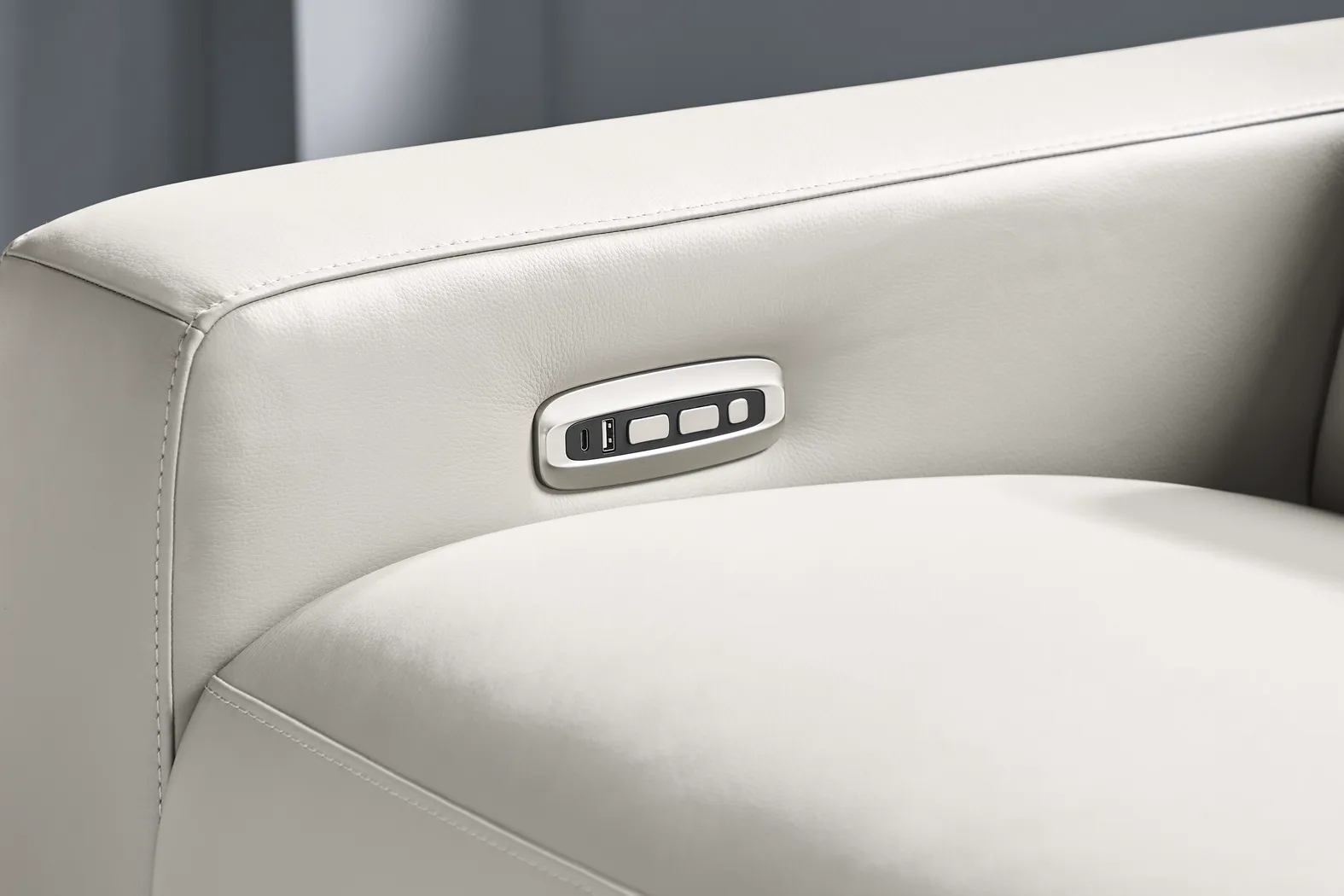 Amalfi Gray Leather 2 Pc Dual Power Reclining Living Room - Thumbnail - Image 5